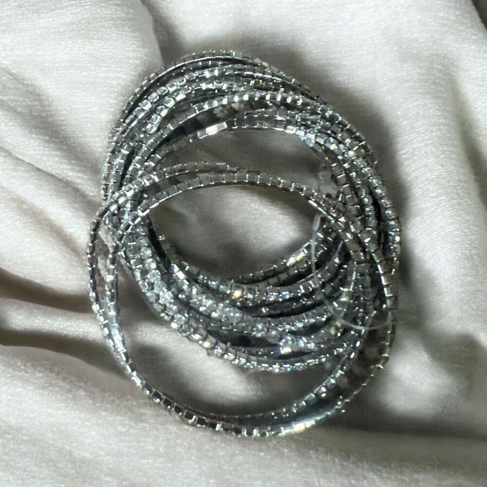 12 Rhinestone Stretchable Silver Bracelets - image 1